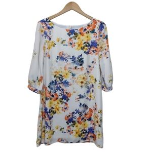 Pink Owl Long sleeve floral shift dress